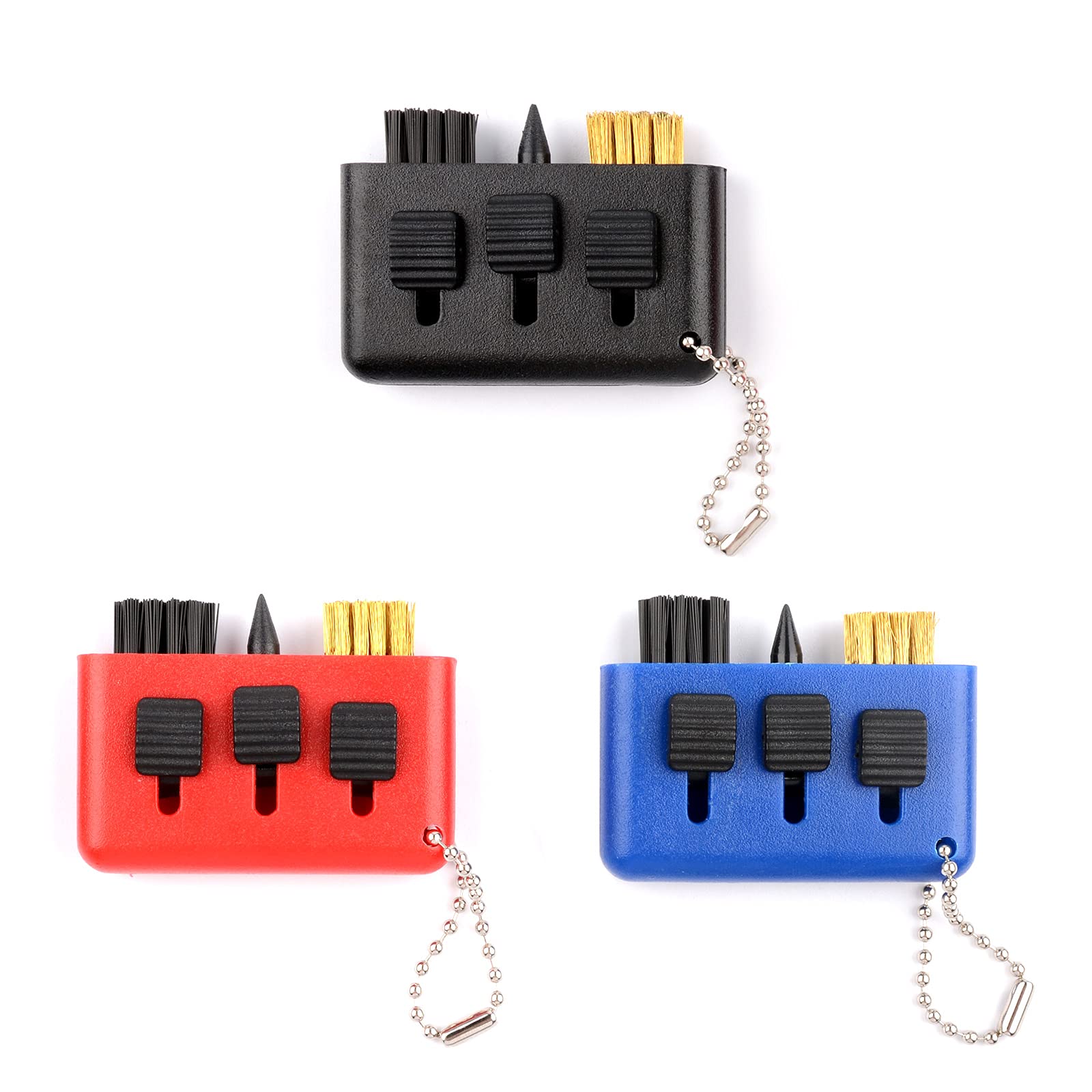 3-in-1 Retractable Golf Club Cleaner Brush - Portable Groove Cleaner & Sharpener Tool (3 Pack) | Perfect for On-Course Cleaning, Club Maintenance & Travel Golf Accessories