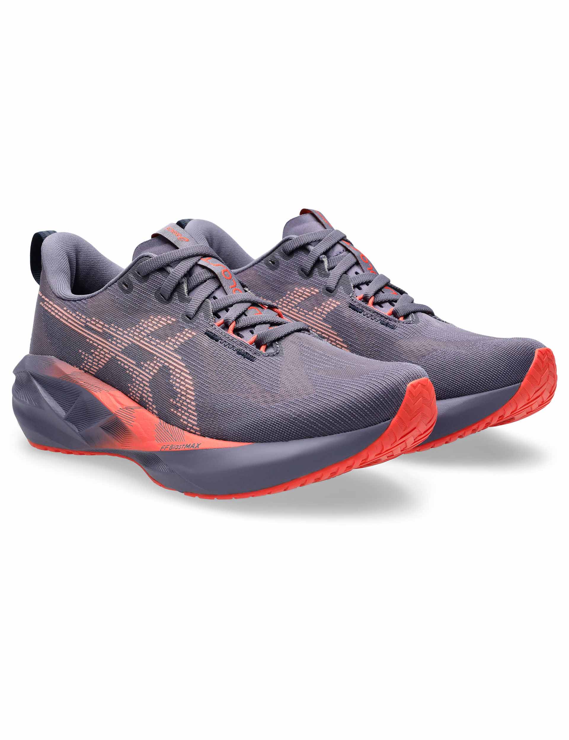 ASICS Novablast 5 Running Shoes - Greyish Purple/Coral Reef - Lightweight Cushioned Sneakers for Men & Women - Perfect for Jogging, Gym Workouts & Daily Wear