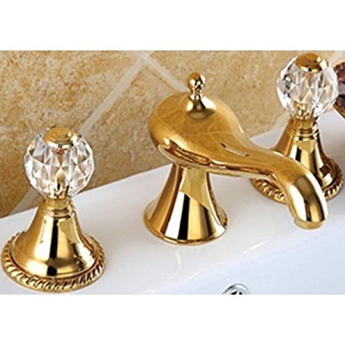 Ivory Gold Bathroom Faucet with Dual Crystal Handles - Modern Mixer Tap for Sink, Vanity, and Washbasin | Perfect for Luxury Bathrooms, Guest Suites & Spa Retreats
