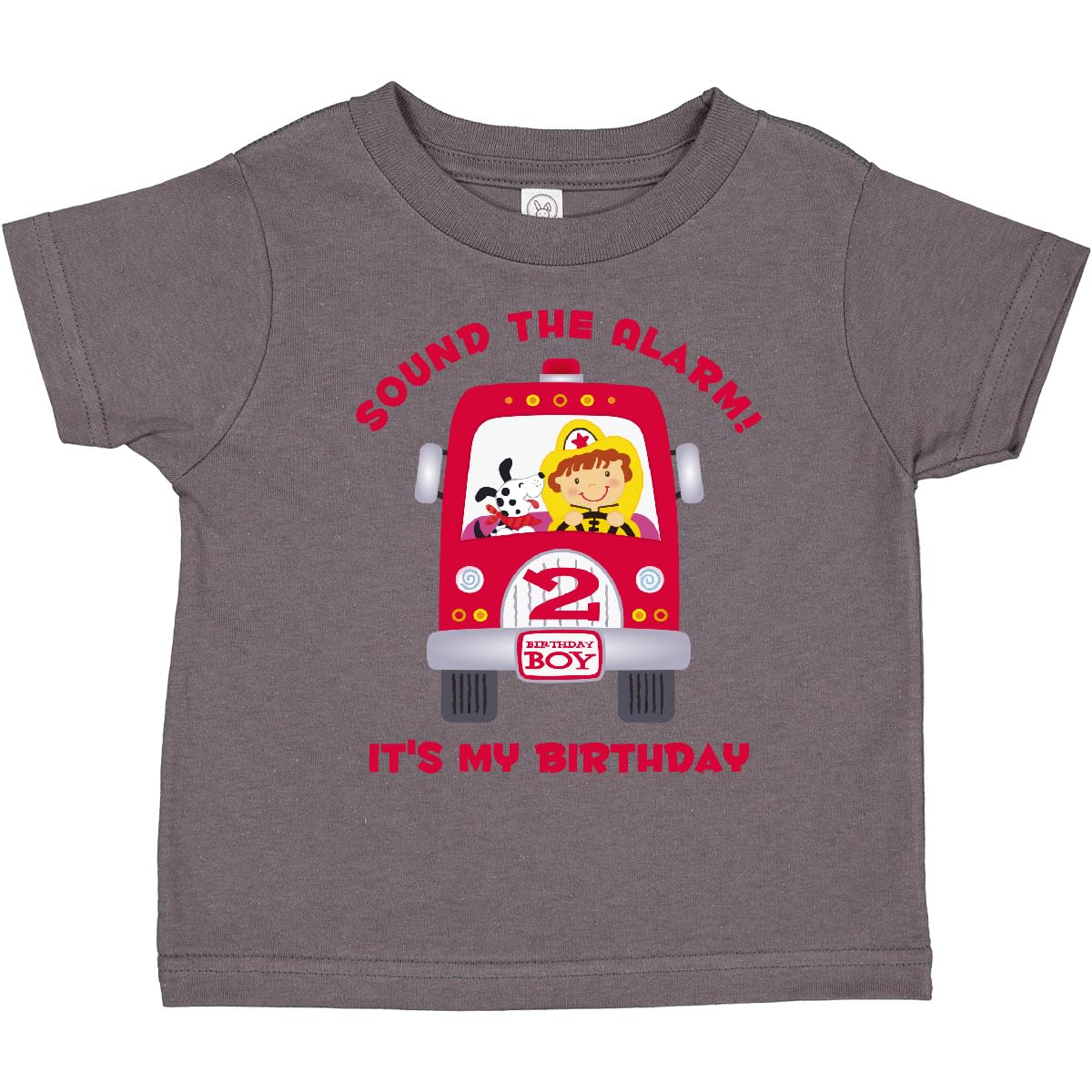 inktastic Fire Truck Toddler T-Shirt - 2nd Birthday Outfit for Boys, Casual Playwear & Party Apparel