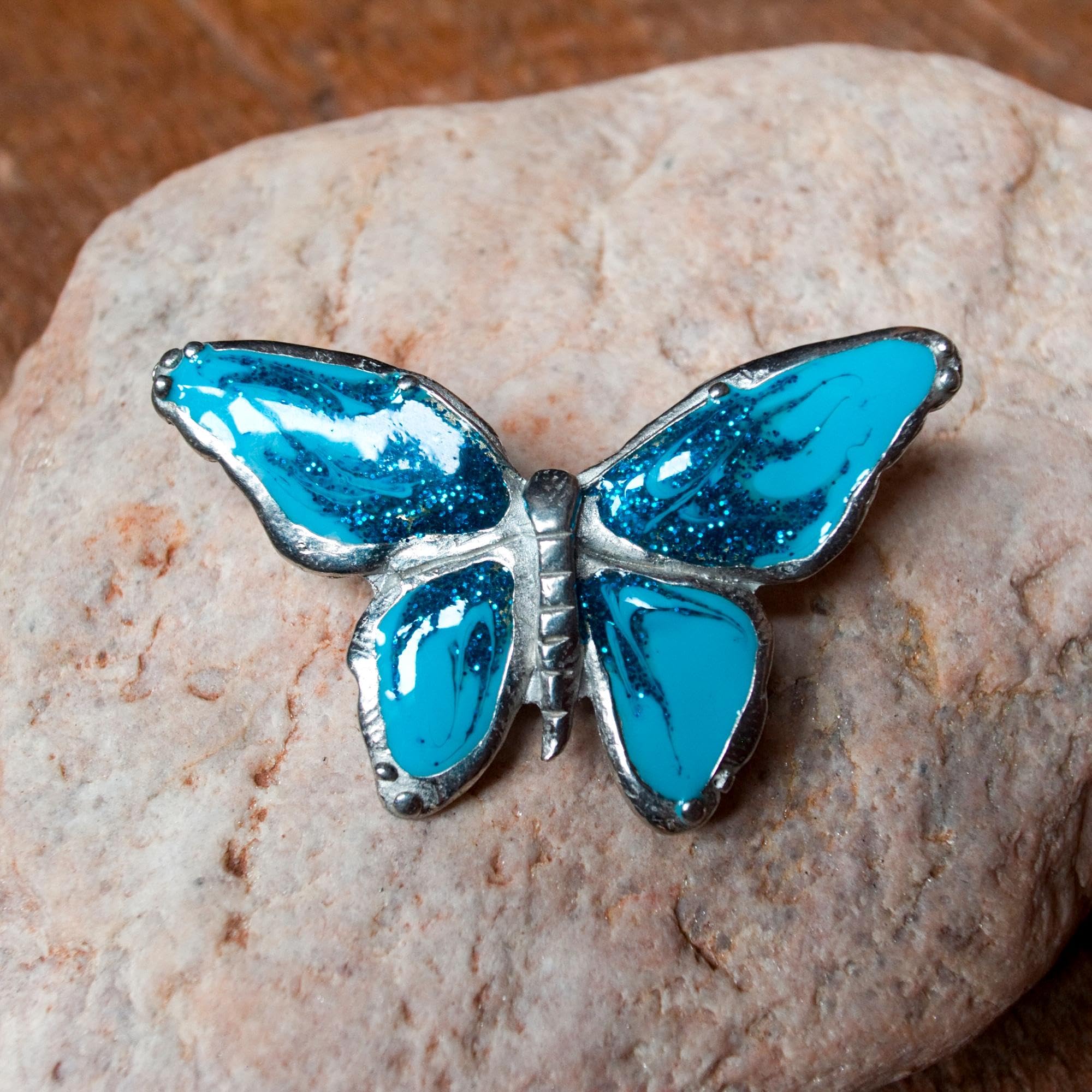 Enamel Blue Butterfly Brooch Pin - Elegant Handmade Jewelry for Women - Perfect for Dresses, Jackets, Hats & Gift Giving - The Magic Zoo Collection