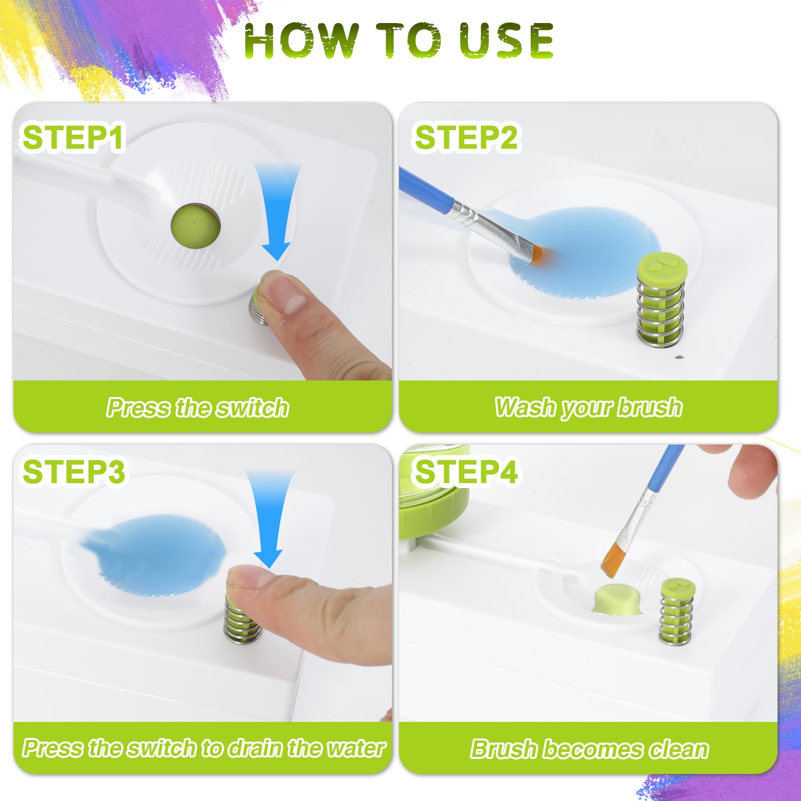 Premium Paint Brush Cleaner Tool with Rinse Cup & Water Dispenser - Ideal for Artists, Watercolor Enthusiasts & DIY Painting Projects | Includes Free Pen Holder & Paint Tray | Perfect for Studio, Classroom & Home Art Stations