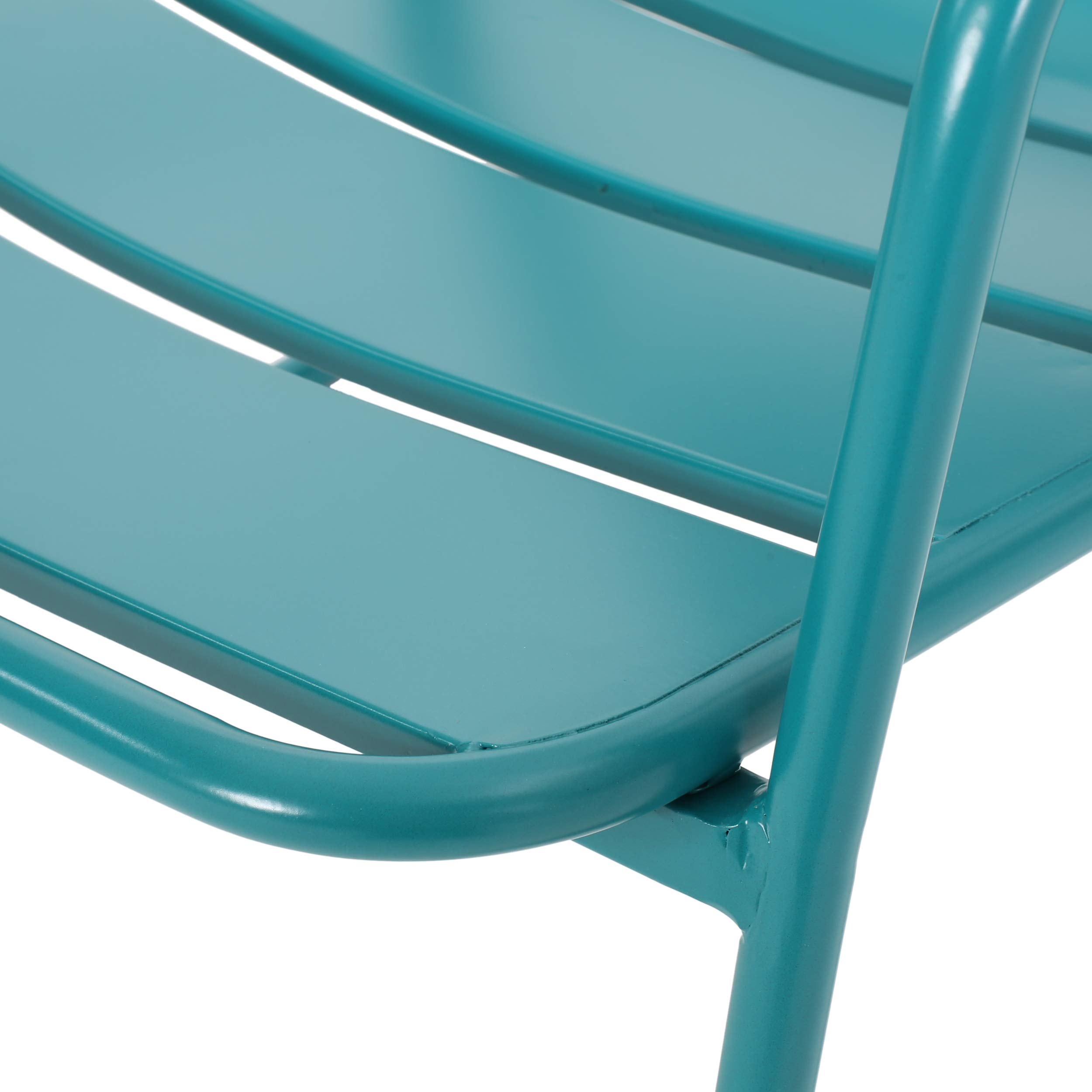 GDF Studio Outdoor Dining Chairs (Set of 2) - Matte Teal Patio Furniture for Garden, Poolside, Backyard & Restaurant Use