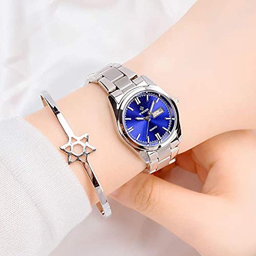 MASTOP Women's Silver Stainless Steel Watch - Waterproof, Luminous for Office & Evening Wear