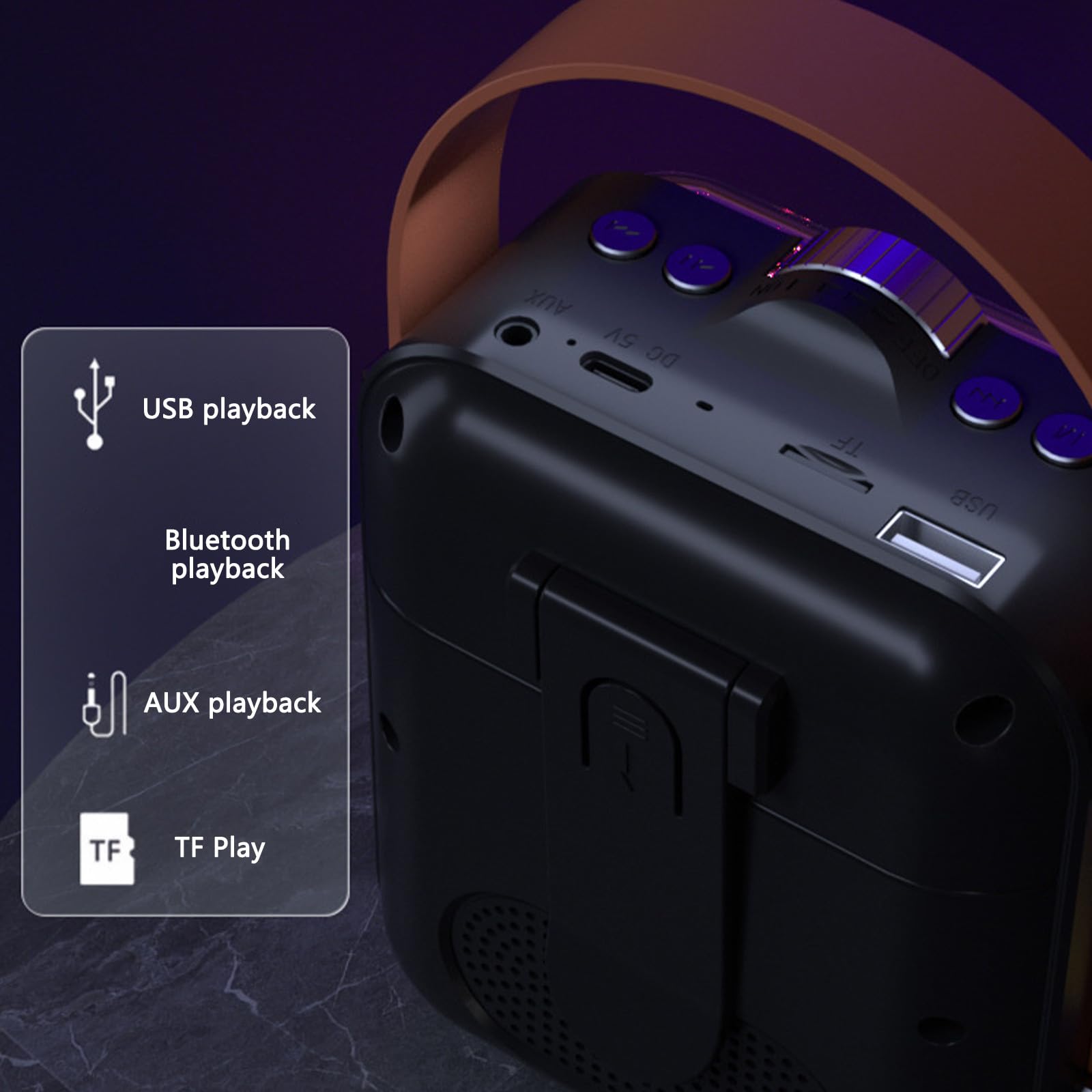 Cyberpunk Wireless Bluetooth Speaker - Portable Stereo with Deep Bass, Handheld Design for Indoor & Outdoor Use | Perfect for Parties, Travel, and Home Entertainment (Black)