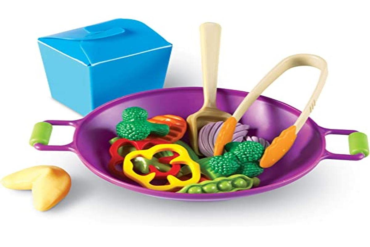 Learning Resources New Sprouts Stir Fry Play Food Set - 17-Piece Pretend Kitchen Toy with Toy Wok for Toddlers 18+ Months - Educational Cooking Role Play for Preschoolers & Daycare - Perfect for Imaginative Play & Early Social Skills Development