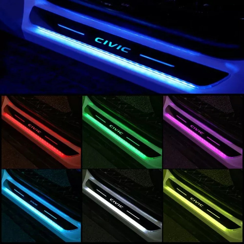 Premium LED Door Sill Protectors - Car Interior Lighting with Custom Logo - Waterproof & Durable for Cars, SUVs, Trucks - Enhance Vehicle Style & Safety at Night