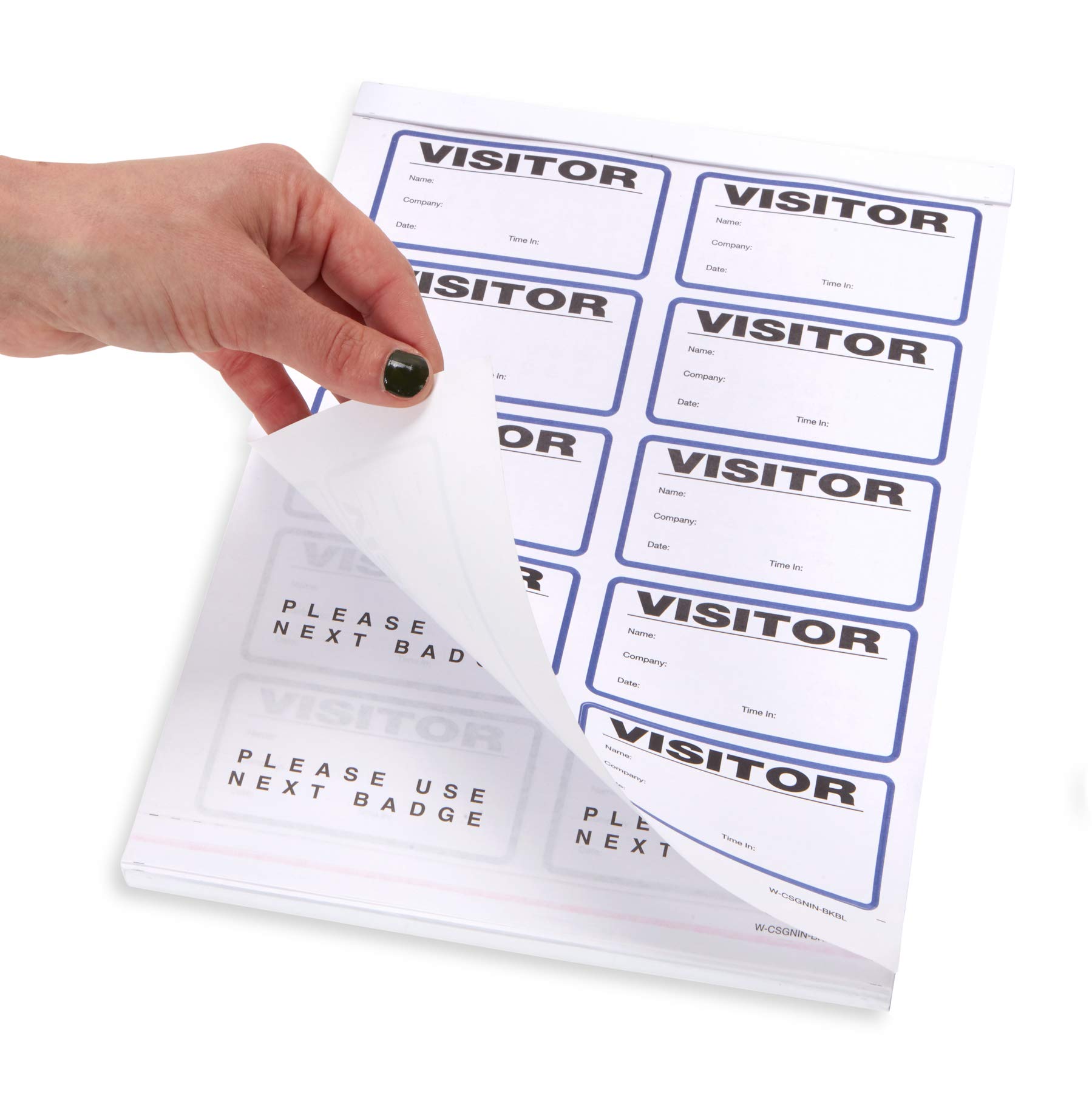 Blue Summit Supplies Visitor Badge Log Book with Duplicate Records - 250 Stickers per Pack - School & Office Visitor Management - Guest Badge Book for Security & Attendance Tracking