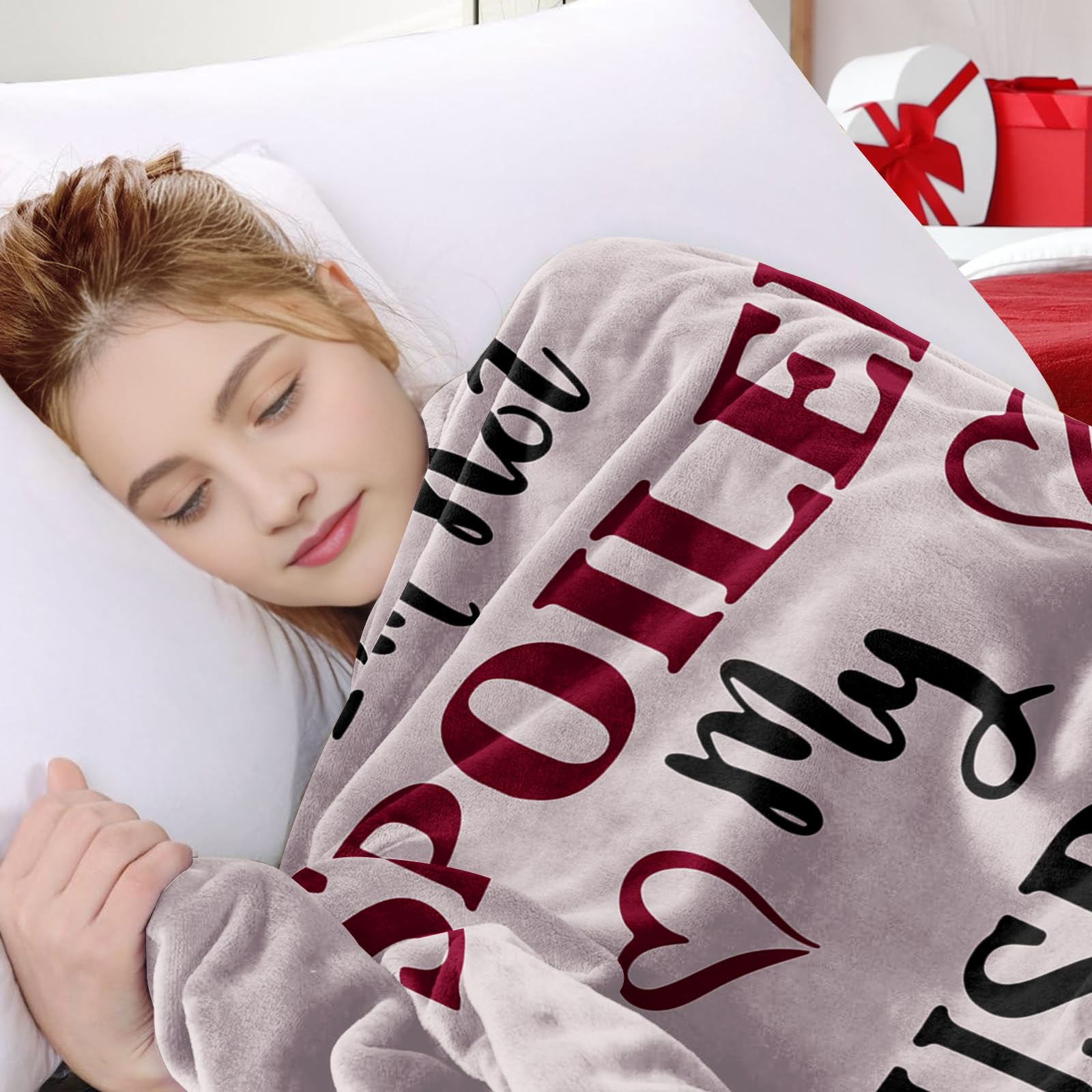 Premium 60x50in Soft Throw Blanket for Wife - Valentine's Day, Anniversary & Birthday Gifts for Her - Cozy Christmas & Mother's Day Present - Perfect for Cuddling on Couches, Beds & Movie Nights