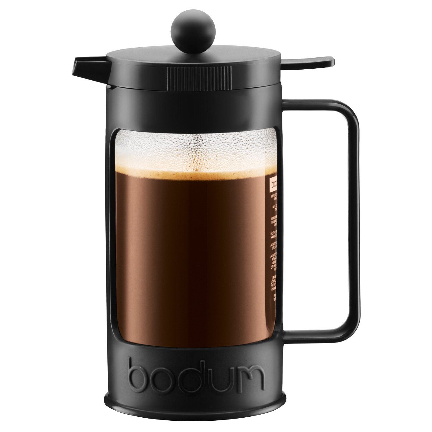 Bodum Bean 8 Cup French Press Coffee Maker - 34 Oz Black Coffee Press for Home & Office - Perfect for Brewing Rich, Bold Coffee - Ideal for Morning Brews, Entertaining Guests & Camping Trips