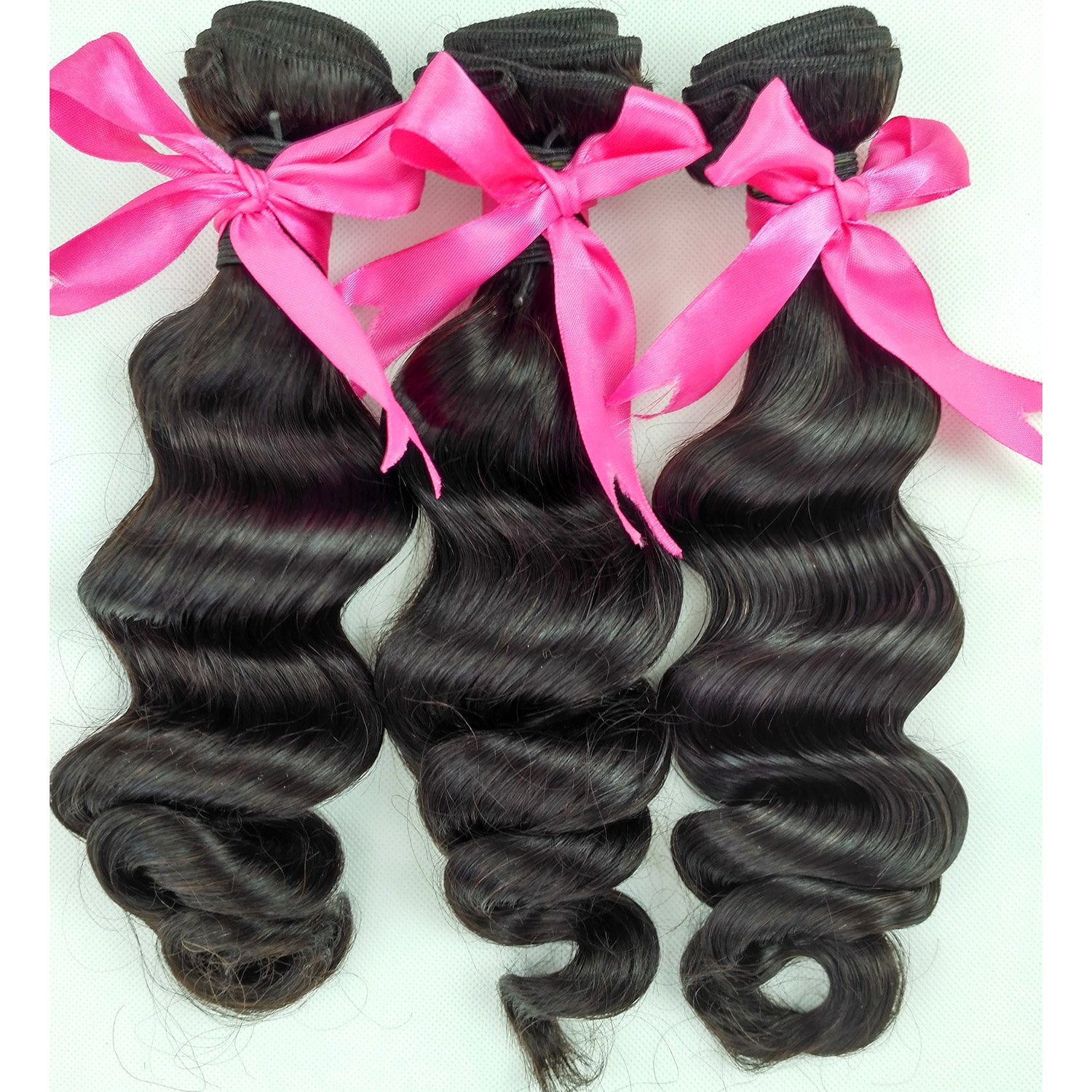 Virgin Indian Hair 3 Bundles 20 Inch Loose Deep Wave 10A+ Unprocessed Human Hair Extensions - Double Weft Natural Black Color #1B for Styling, Weaving & Everyday Wear