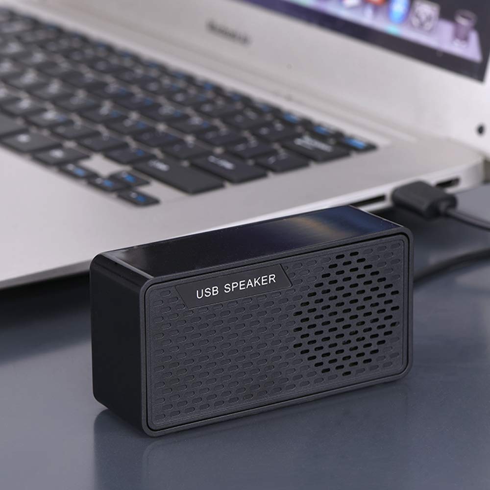 USB Powered Mini Computer Speakers - Compact Stereo Sound Bar for Laptop, Desktop & Notebook | Plug & Play Space-Saving Design | Perfect for Home Office, Gaming & Video Conferencing (Black)