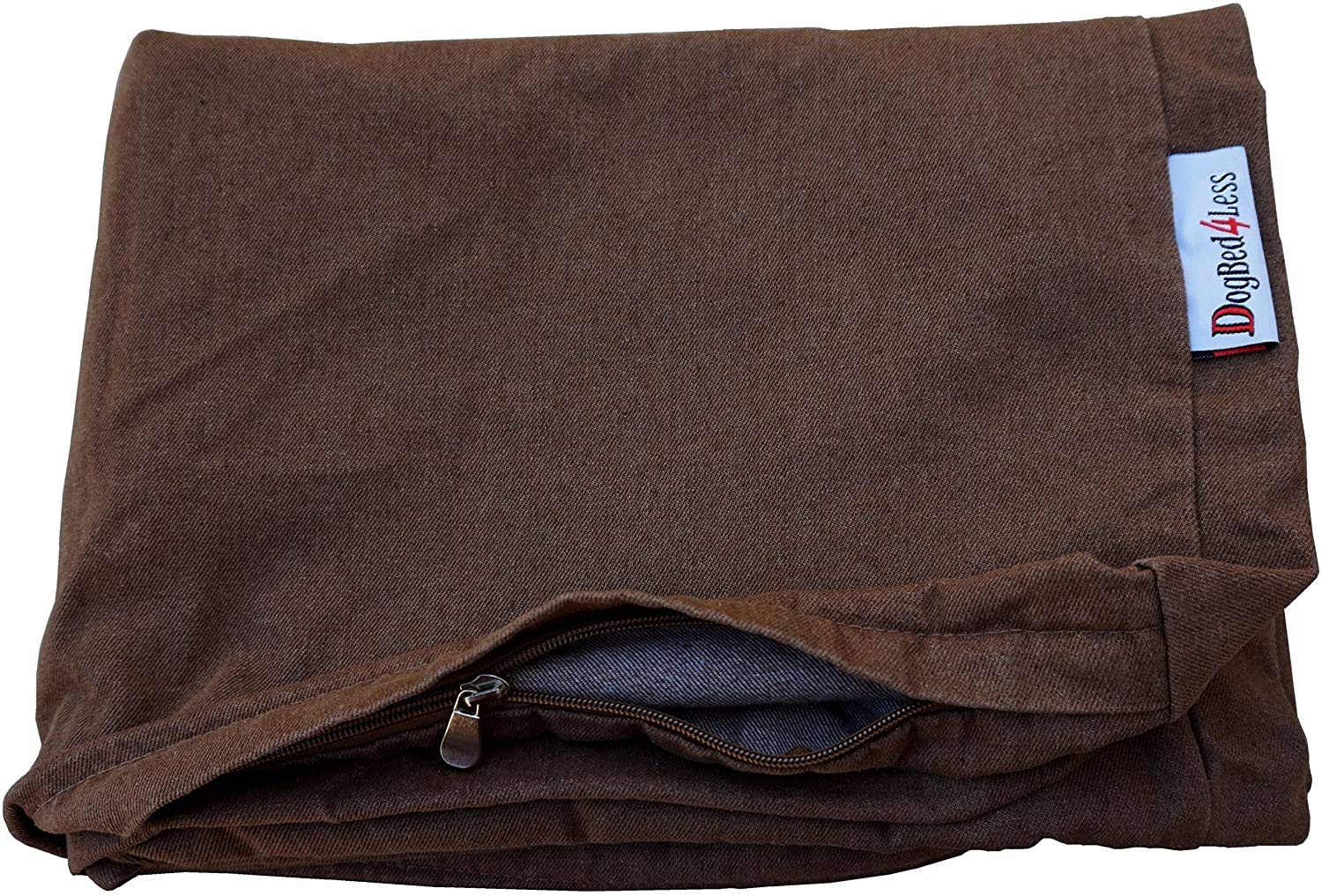 Heavy Duty Denim Dog Bed Cover - Chocolate Brown, 6 Sizes for Pets - Home & Travel Use