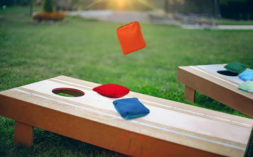 Premium Cornhole Bags Set of 8 - Dual Sided Regulation Cornhole Bean Bags with Slick & Stick Surfaces for Professional Cornhole Tournaments - Perfect for Backyard Games, Tailgating Parties & Outdoor Family Fun