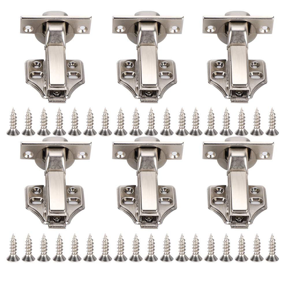 3-Pack 2-Stage Hydraulic Soft Close Cabinet Hinges, Nickel-Plated 4-Hole Large Bend A2202C for Kitchen Cupboard Doors - Perfect for Smooth & Quiet Cabinet Door Closing in Home Kitchens & Bathrooms