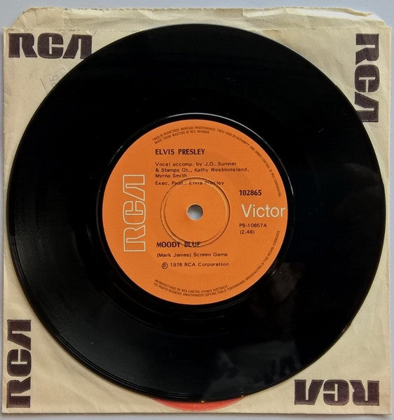 Elvis Presley Moody Blue Vinyl Record 7