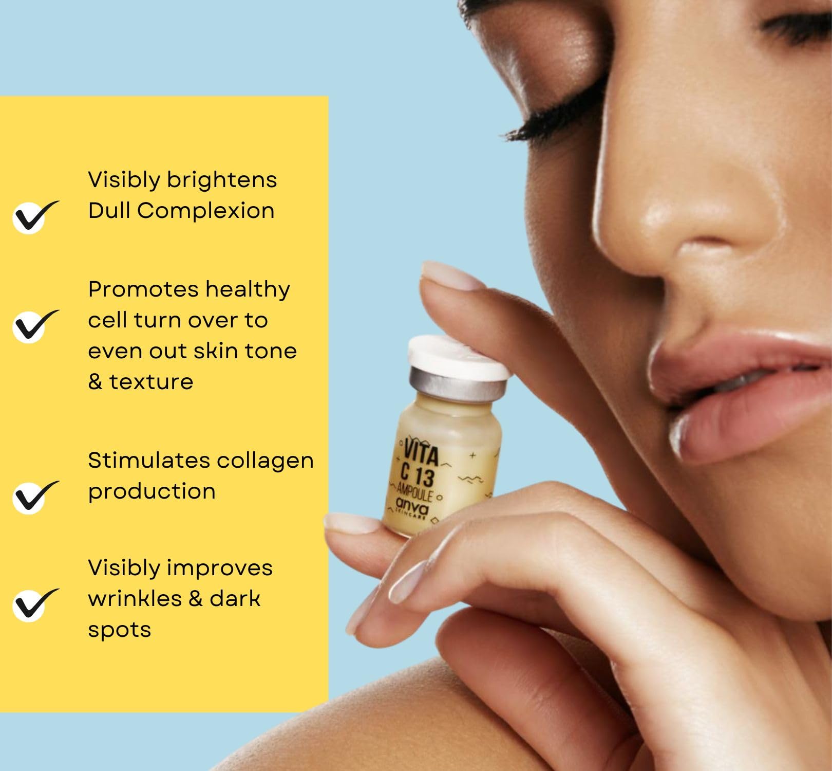 Korean Vitamin C Serum with Glutathione - 13% Highly Stabilized Vitamin C Face Serum for Brightening, Pigmentation, Fine Lines & Wrinkles | 5 X 5ml Ampules (8 Weeks Supply) | Perfect for Daily Skincare Routine & Anti-Aging Treatment