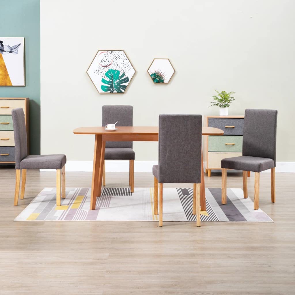 SKM Modern Dining Chairs Set of 4 - Taupe Fabric Upholstered Kitchen Chairs with Sturdy Metal Legs - Comfortable Seating for Dining Room, Kitchen, Breakfast Nook and Small Spaces