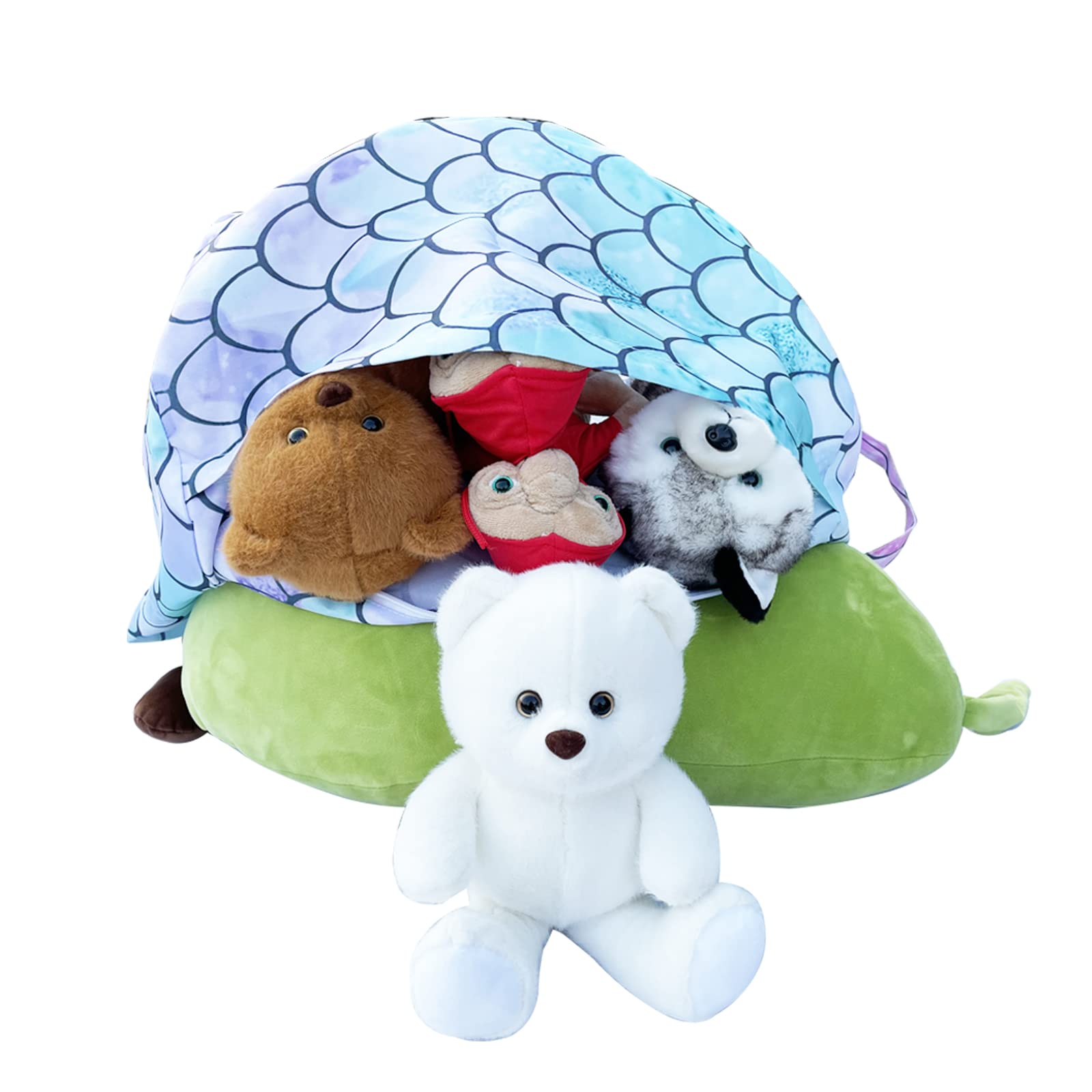 Mermaid Stuffed Animal Storage Bean Bag Chair Cover - 38 Inch Plush Toy Organizer for Kids Room Decor, Boys and Girls - Replace Mesh Hammock & Hard Furniture | Perfect for Playrooms, Bedrooms & Daycare Centers