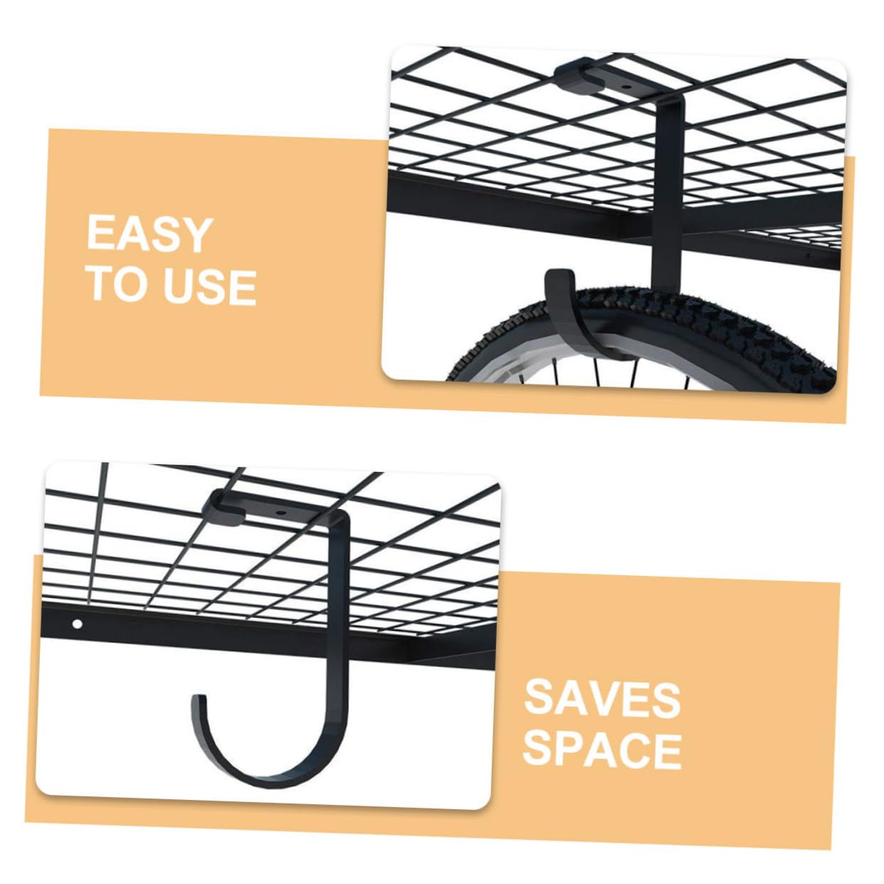 Heavy Duty Bike Hooks Wall Mount - Hoement 2-Pack Garage Bike Rack, Sturdy Metal Bike Storage Hanger for Bicycles, Motorcycles & Sports Equipment - Perfect for Garage, Shed & Basement Organization