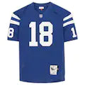 Peyton Manning Autographed Indianapolis Colts Blue Mitchell & Ness Authentic NFL Jersey with HOF 21 Inscription - Perfect for Football Fans, Collectors, and Sports Memorabilia Displays