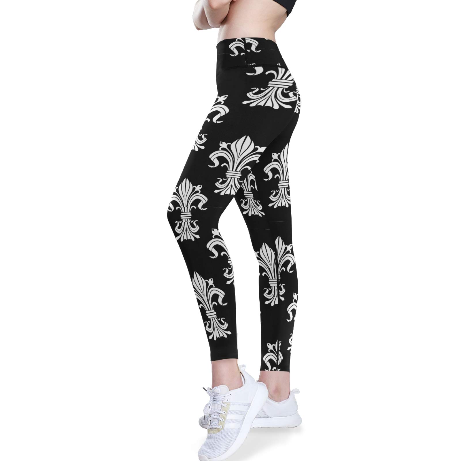 Victorian Fleur De Lis Yoga Pants - High Waist Tummy Control Leggings with Pockets for Workout & Running
