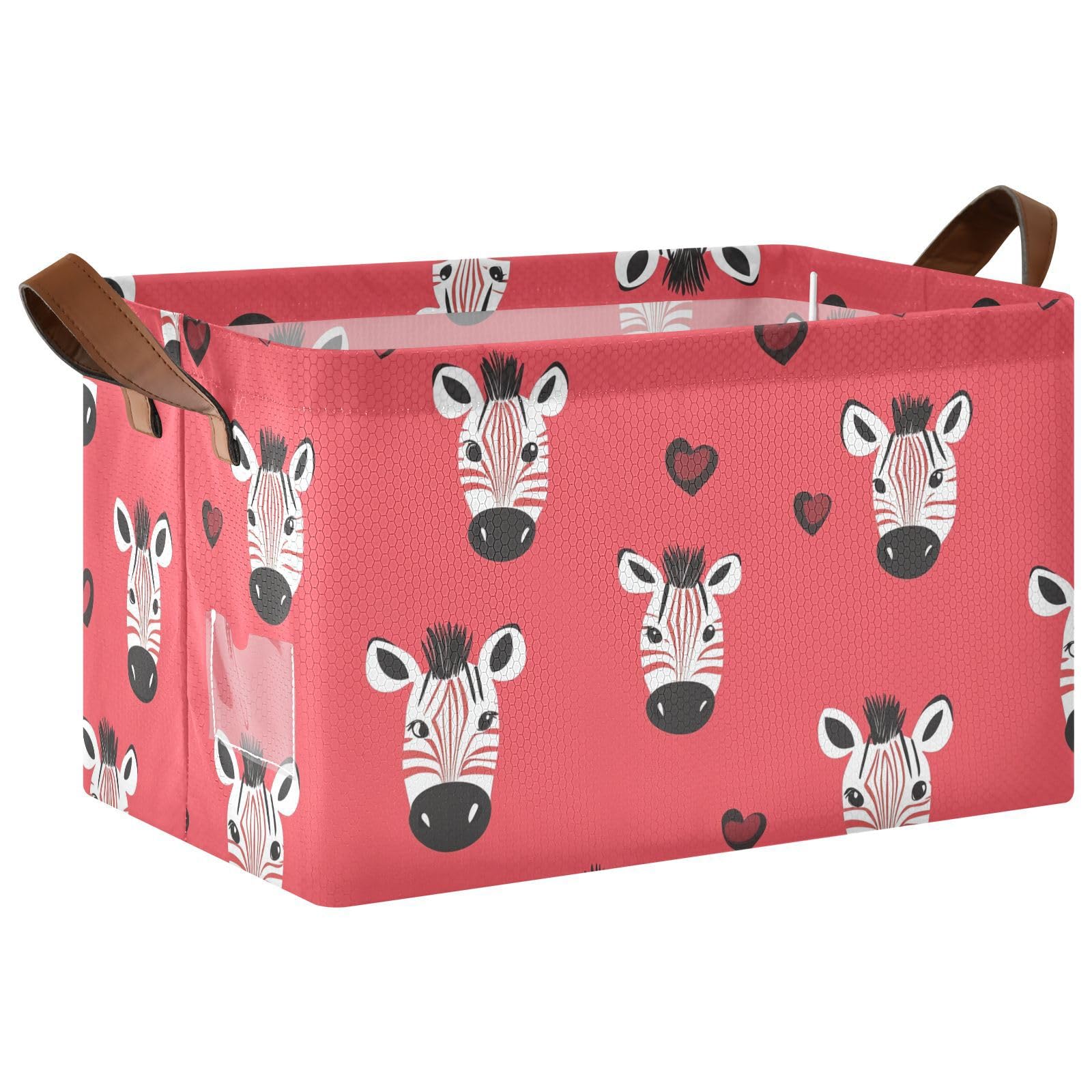 Valentine's Day Cartoon Red Large Storage Baskets with Handles - Foldable Fabric Storage Cubes for Clothes, Jeans, Books Organization (2-Pack) - Perfect for Bedroom, Closet & Kids Room Storage
