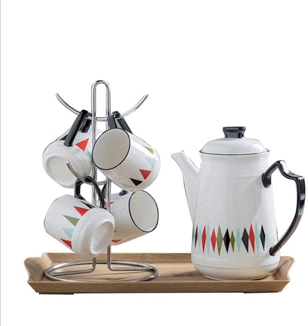 Premium Japanese & European Ceramic Tea Set - 4-Piece Teapot with Small Cups, Hook Holder & Serving Tray - Elegant Home Gift for Tea & Coffee Lovers | Perfect for Afternoon Tea, Housewarming Gifts & Kitchen Decor