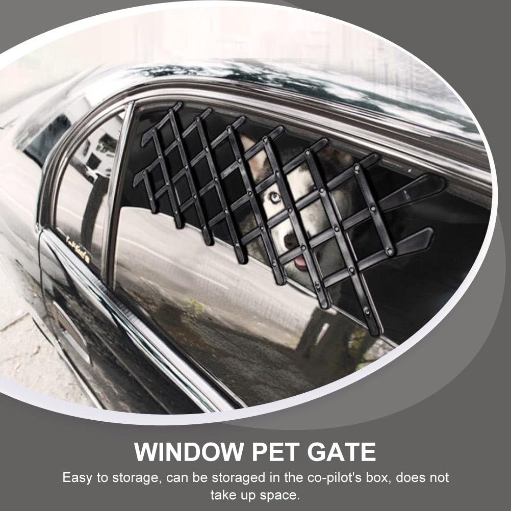 Balacoo Stretchable Car Window Pet Gate - Breathable Mesh Ventilation Grill for Dogs & Cats, Universal Fit for Small Cars, Trucks & SUVs - Keep Pets Safe & Cool During Travel
