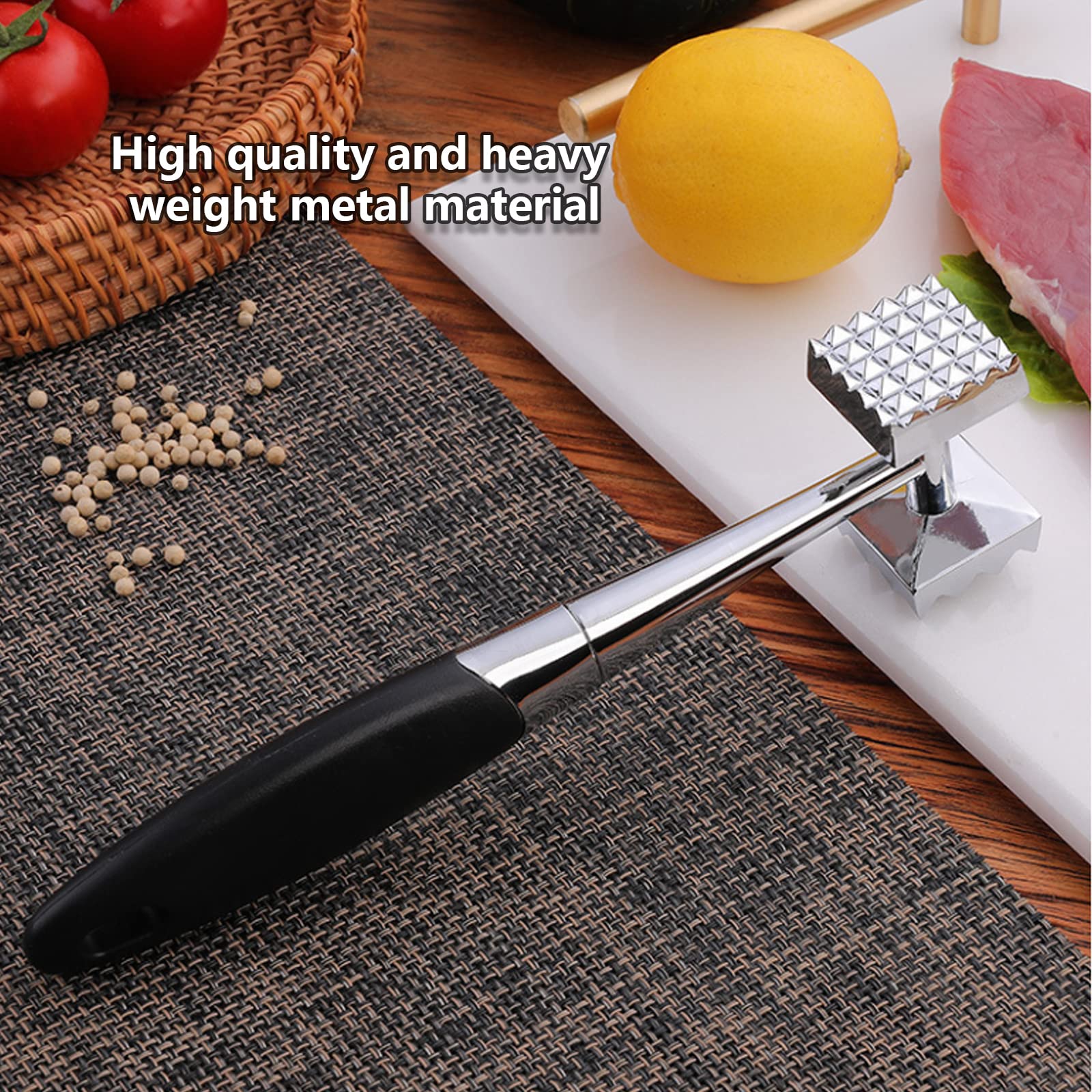 Premium Meat Tenderizer Hammer - Heavy Duty Double-Sided Mallet with Ergonomic Non-Slip Grip for Steak, Chicken, Pork & Fish | Perfect for Grilling, BBQ & Home Kitchen Cooking