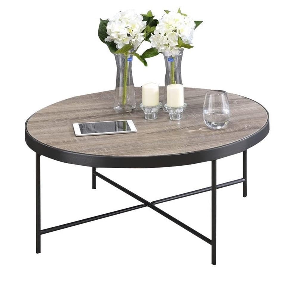 Home Square 3-Piece Coffee Table Set with 2 End Tables - Weathered Gray Oak Finish - Modern Living Room Furniture for Small Spaces & Apartment Decor
