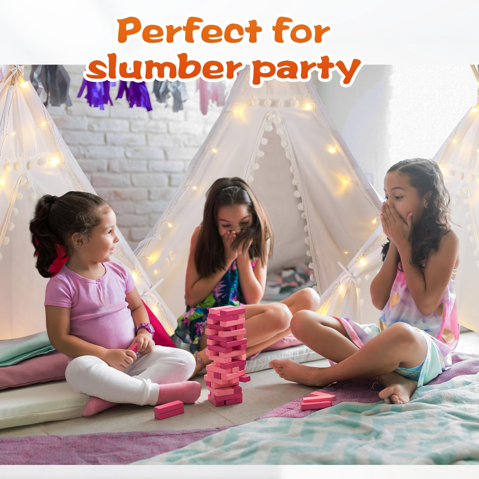 Windyun 12-Pack Kids Teepee Tent with LED Lights - Foldable & Washable Boho Play Tent for Indoor/Outdoor Use | Perfect for Girls & Boys Sleepovers, Birthday Parties, Slumber Parties & Imaginative Play
