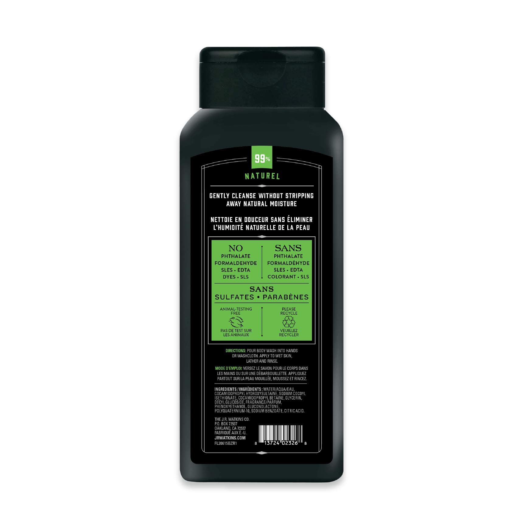JR Watkins Natural Daily Moisturizing Body Wash - Wintergreen & Spice Scent, 6 Pack (18 Fl Oz Each) | Hydrating Shower Gel for Men & Women | SLS-Free, Cruelty-Free & Made in USA | Perfect for Dry Skin Care & Relaxing Bath Time