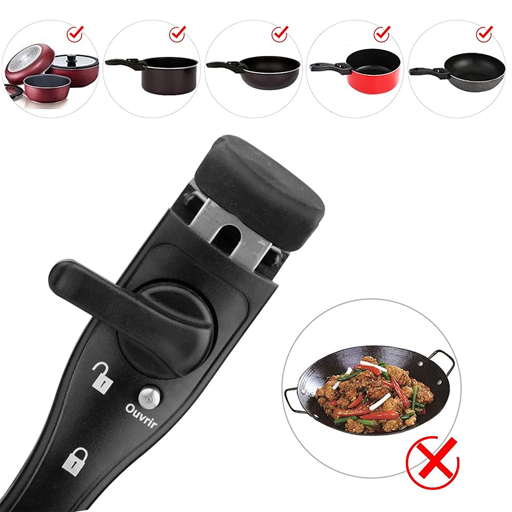 DFGF Nero Removable Universal Pot Handle - Non-Slip, Durable & Heat-Resistant Bakelite Handle for Cooking Pans, Woks & Casseroles (Black) - Perfect for Stovetop, Oven & Outdoor Cooking