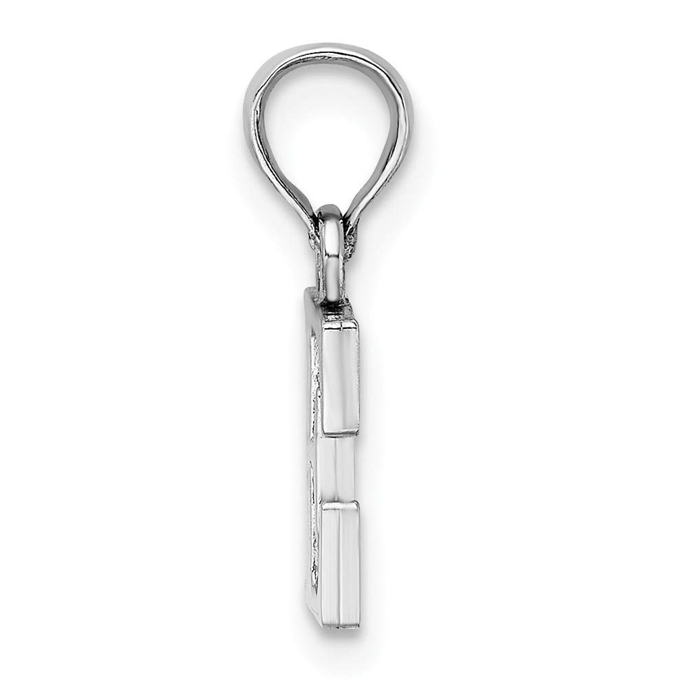 14K White Gold Initial Letter E Block Charm Pendant - Personalized Alphabet Jewelry for Necklace, Bracelet & Gift Giving