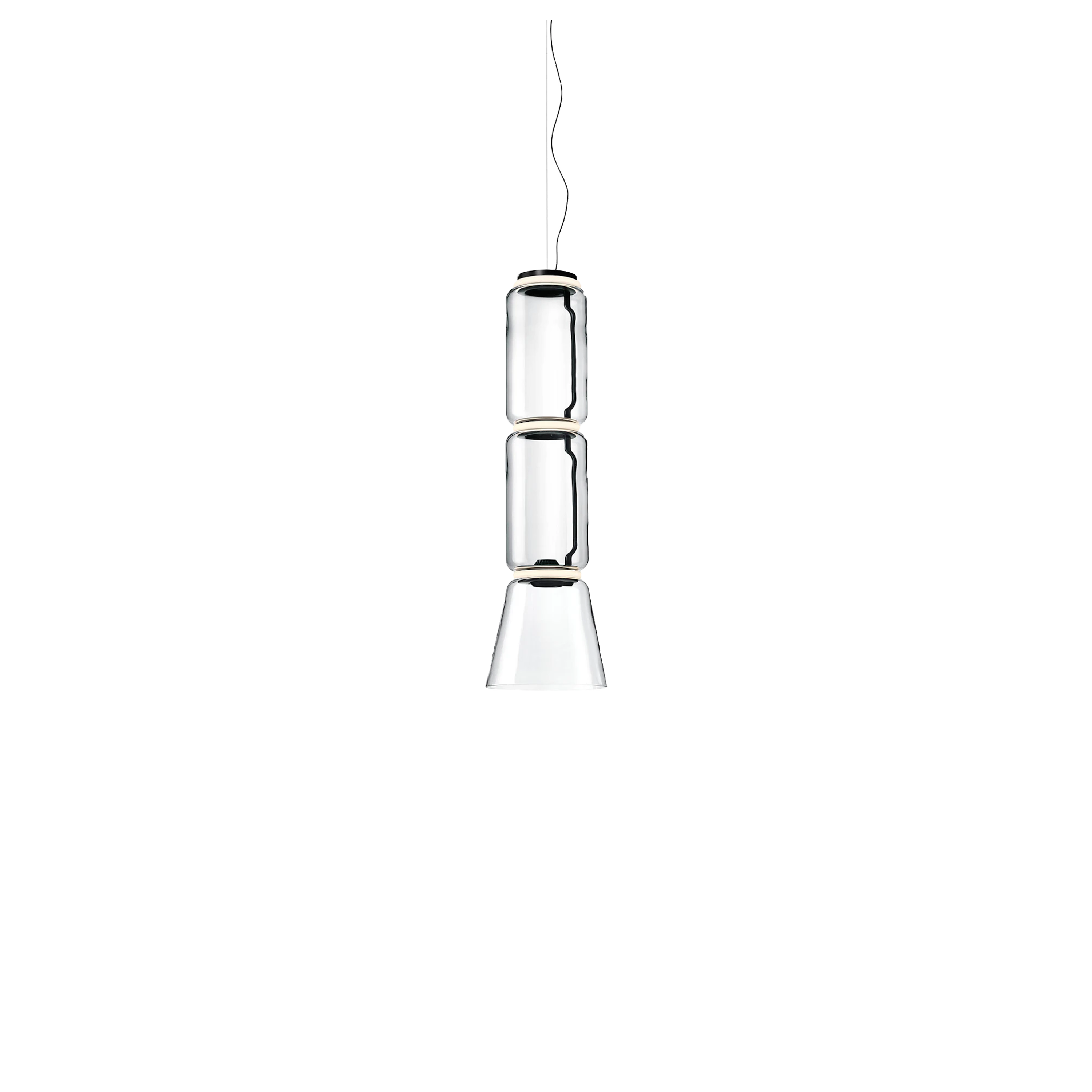 Noctambule Suspension 2 Low Cylinder Cone Pendant Light - Modern Minimalist Lighting Fixture for Living Room, Bedroom, and Dining Area