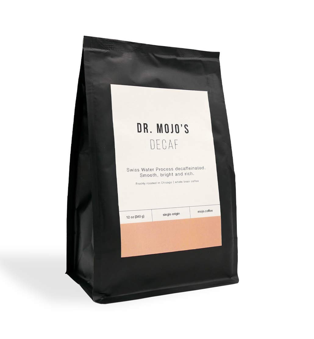 Premium Swiss Water Decaffeinated Espresso Coffee Beans - Whole Bean Dark Roast by Dr Mojo Coffee Roasters (12oz) - Perfect for Home Brewing, Espresso Machines & Gift Giving