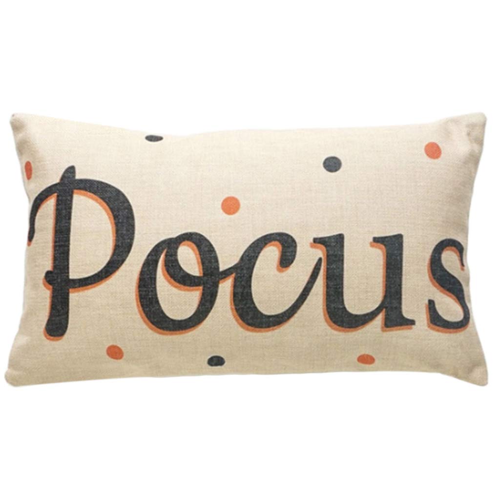 Halloween Linen Throw Pillow Cover - Pumpkin Witch Trick or Treat Printed Cushion Case for Sofa, Couch & Bedroom Decor | Holiday Party Home Accessories | Perfect for Fall Season, Spooky Decor & Cozy Home Atmosphere