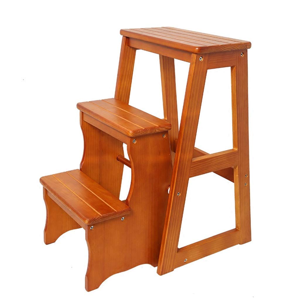 LXB 3-Tier Foldable Solid Wood Step Stool for Adults - Multi-Functional Shoe Storage Bench with Non-Slip Surface | Perfect for Entryway, Bathroom, Kitchen & Closet Organization