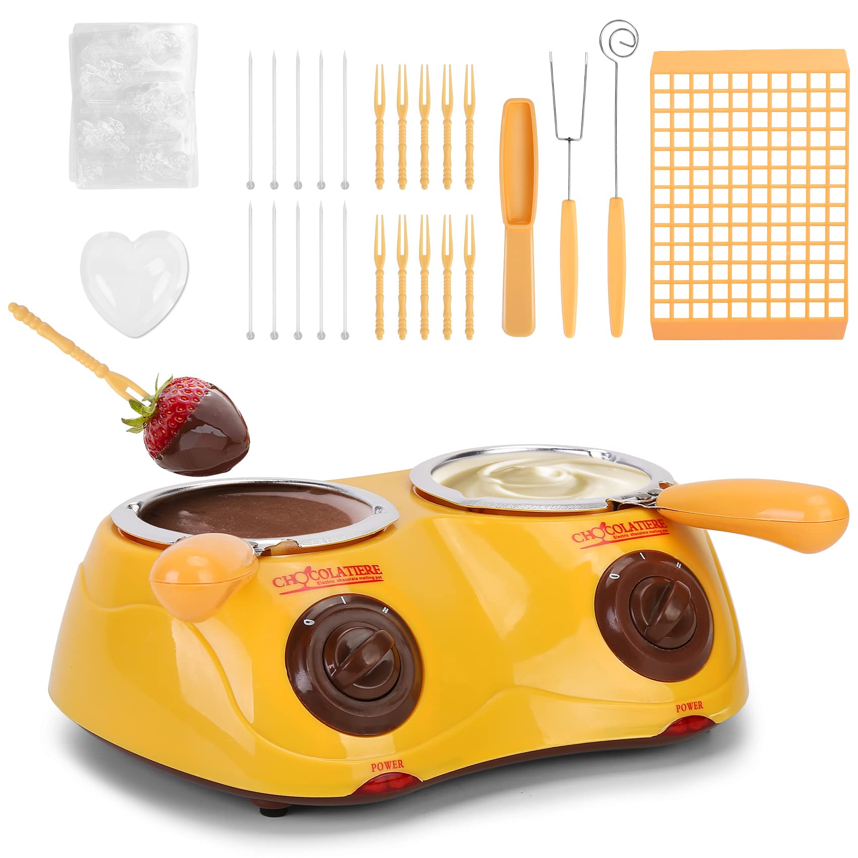 Electric Chocolate Melting Pot - Double Warmer for Milk Chocolate, Cheese, Butter & Candy | Mini Fondue Maker for Home, Parties & DIY Desserts | Perfect for Valentine's Day, Christmas & Family Gatherings