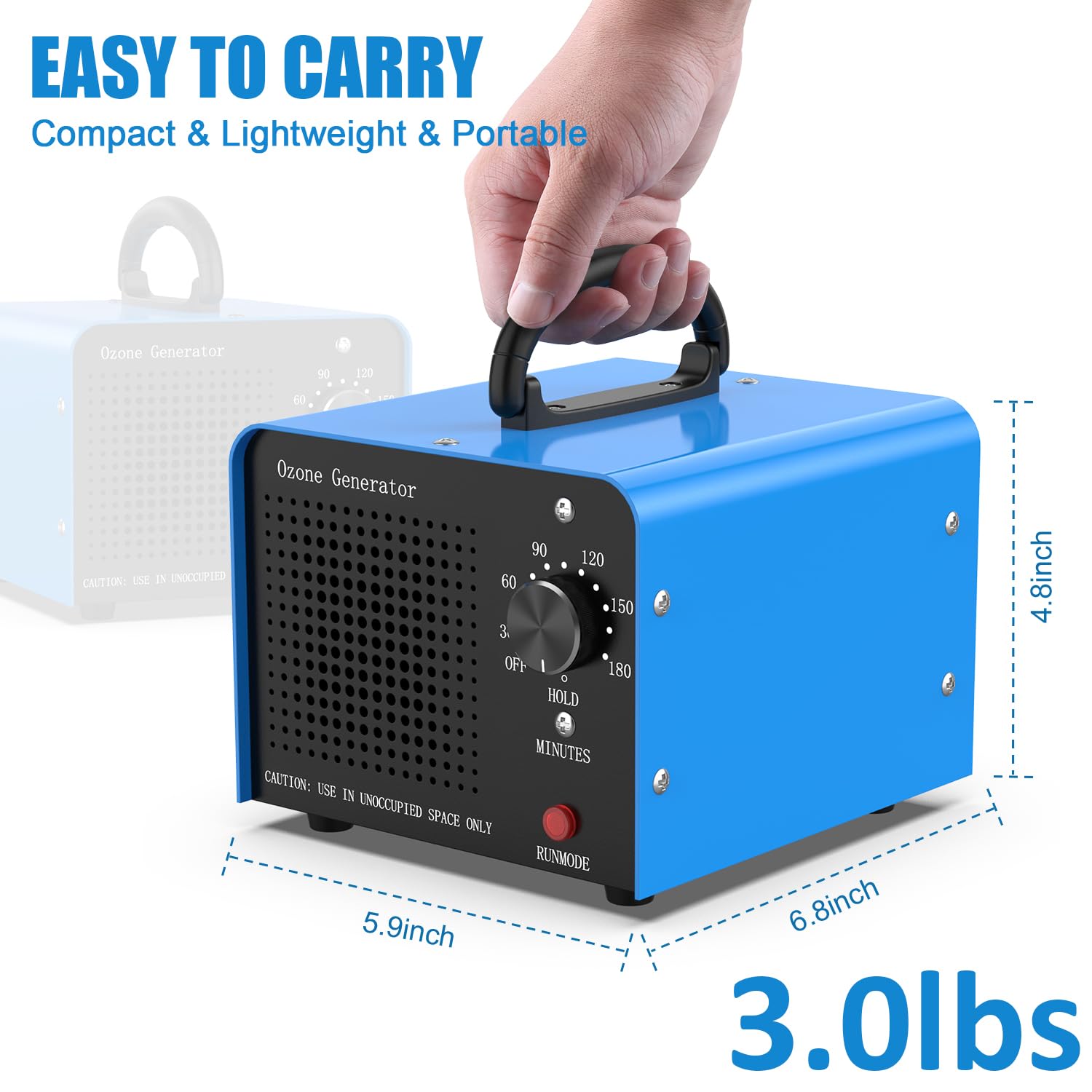 ECNLAN 30000mg/h Ozone Generator Air Purifier - Eliminate Odors, Smoke, Mold & Bacteria for Home, Car, Office & Pet Areas | Portable Ozone Machine for Deep Cleaning & Air Freshening