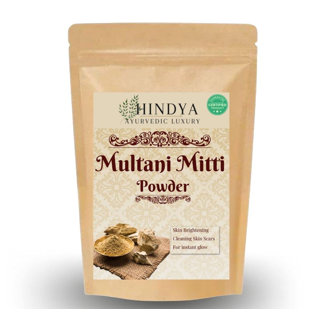 Hindya Ayurvedic Luxury Natural Multani Mitti Powder - Fuller's Earth & Bentonite Clay for Face, Skin & Hair Care | 100g & 200g Options | Deep Cleansing, Oil Control & Glowing Skin Treatment | Perfect for Spa Days & DIY Beauty Routines