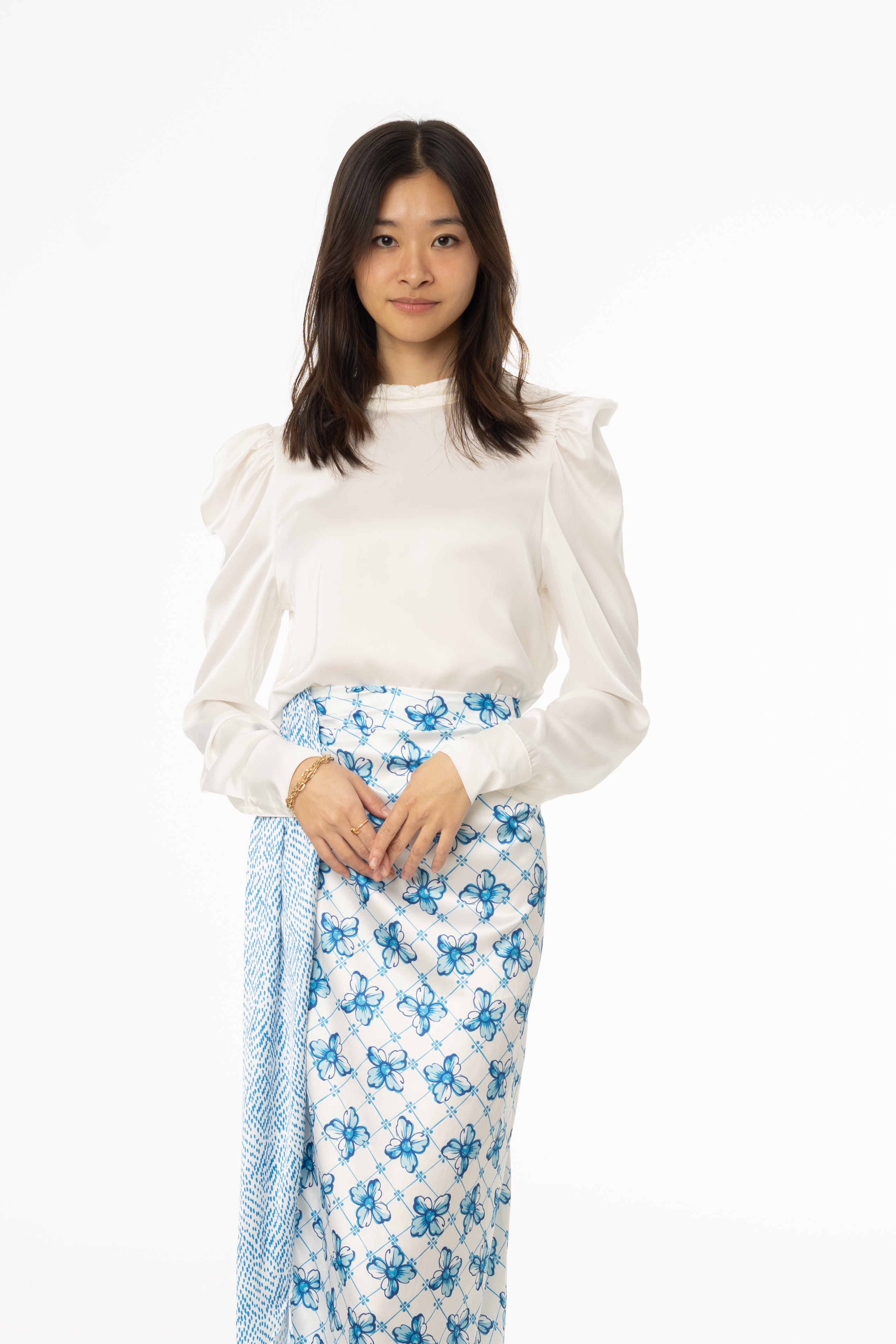 Elegant White Puff Sleeve Silky Blouse for Women - Soft Chiffon Dressy Top for Office, Party & Date Night Outfits