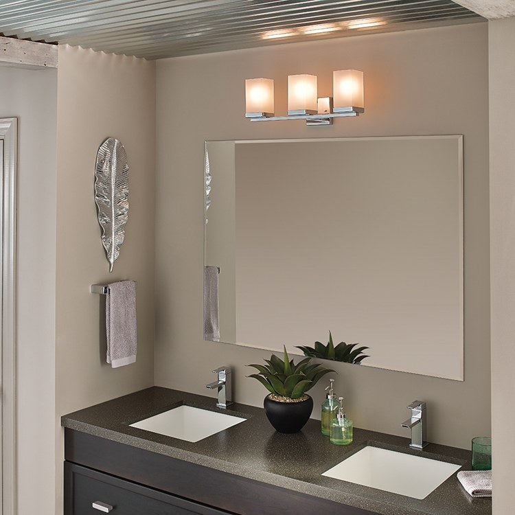 90 Degree Three Light Vanity Lighting Fixture - Modern Bathroom Mirror Lights for Makeup & Shaving - Perfect for Home, Salon, and Spa Decor
