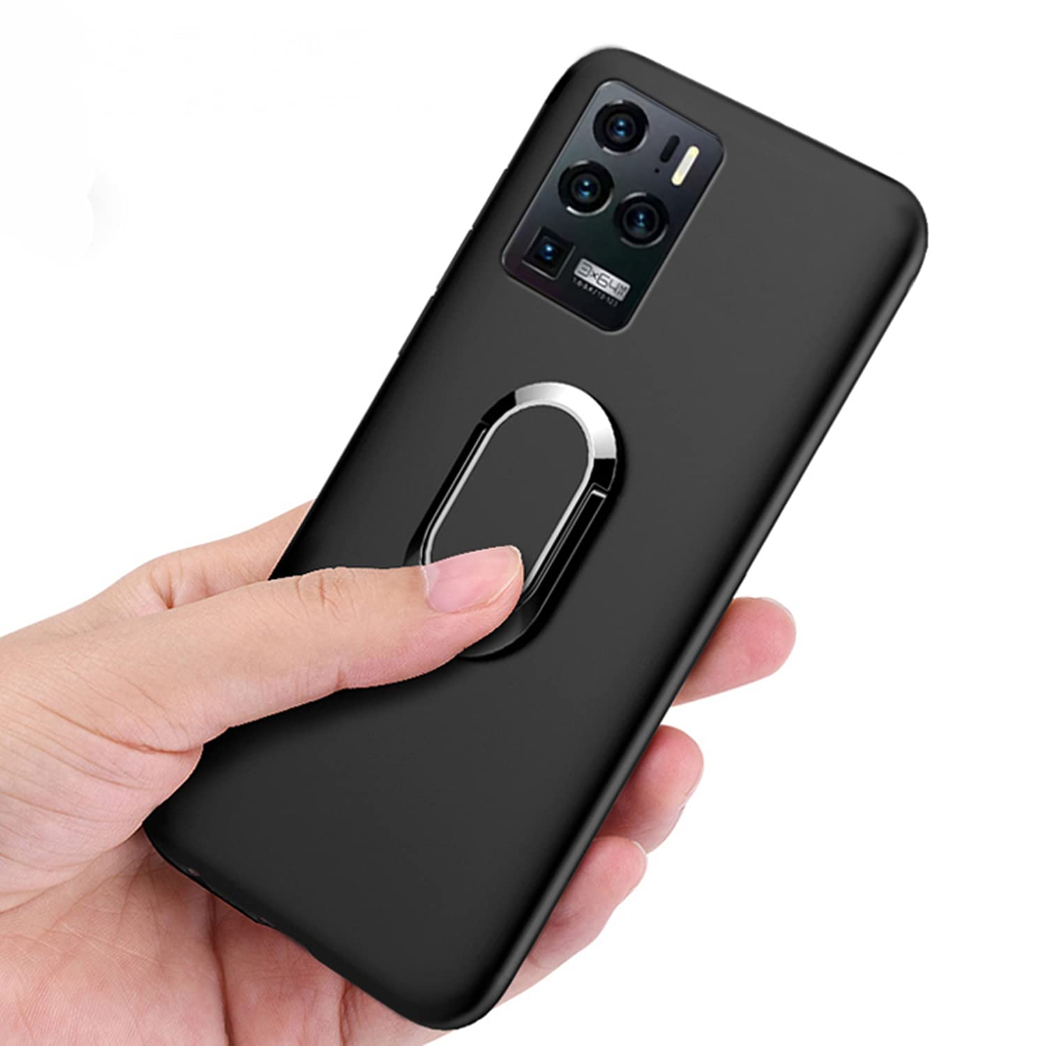 ZMONE Slim Fit TPU Case for ZTE Axon 30 Ultra 5G - Ultra Thin Matte Protective Phone Cover with Magnetic Ring Kickstand (Black) | Perfect for Work, Travel & Everyday Use