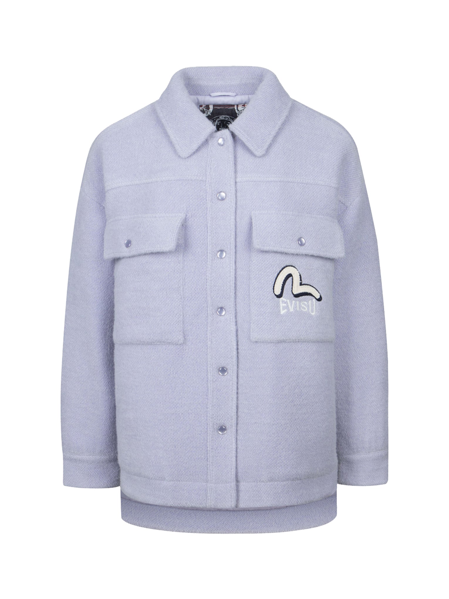 Stylish Seagull Applique Knitted Shirt Jacket for Women - Trendy Fashion Outerwear for Casual Wear, Office Outfits & Fall Layering