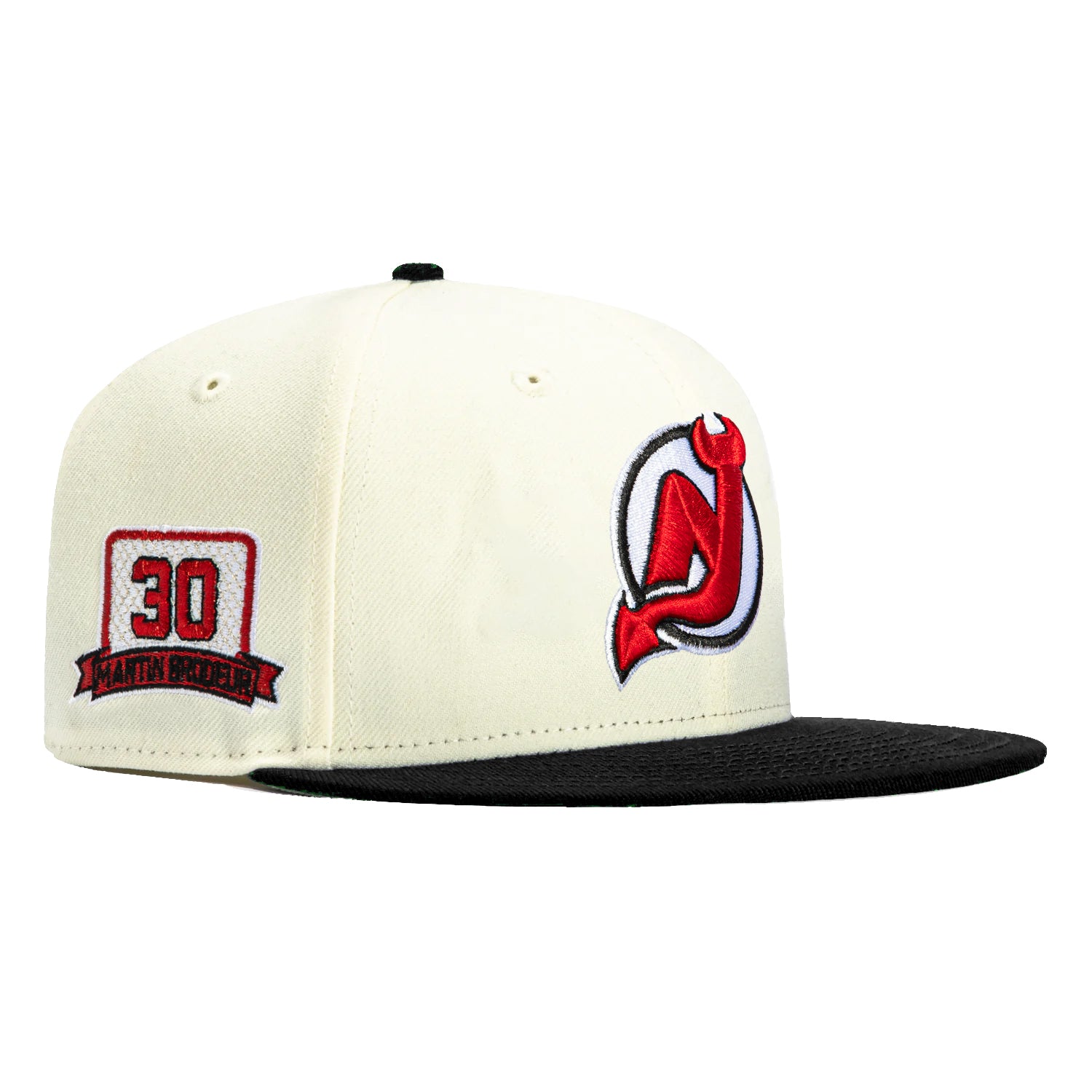 New Era 59Fifty New Jersey Devils Martin Brodeur Patch Snapback Hat - White & Black NHL Hockey Cap for Men, Perfect for Games & Fan Collections