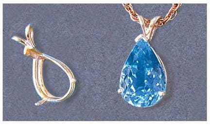 Solid Sterling Silver or 14kt Gold 6x4mm Pear Cut Vee Prong Pendant Setting - Handcrafted in USA (161065/141065) - Perfect for Custom Jewelry Making & Engagement Ring Designs