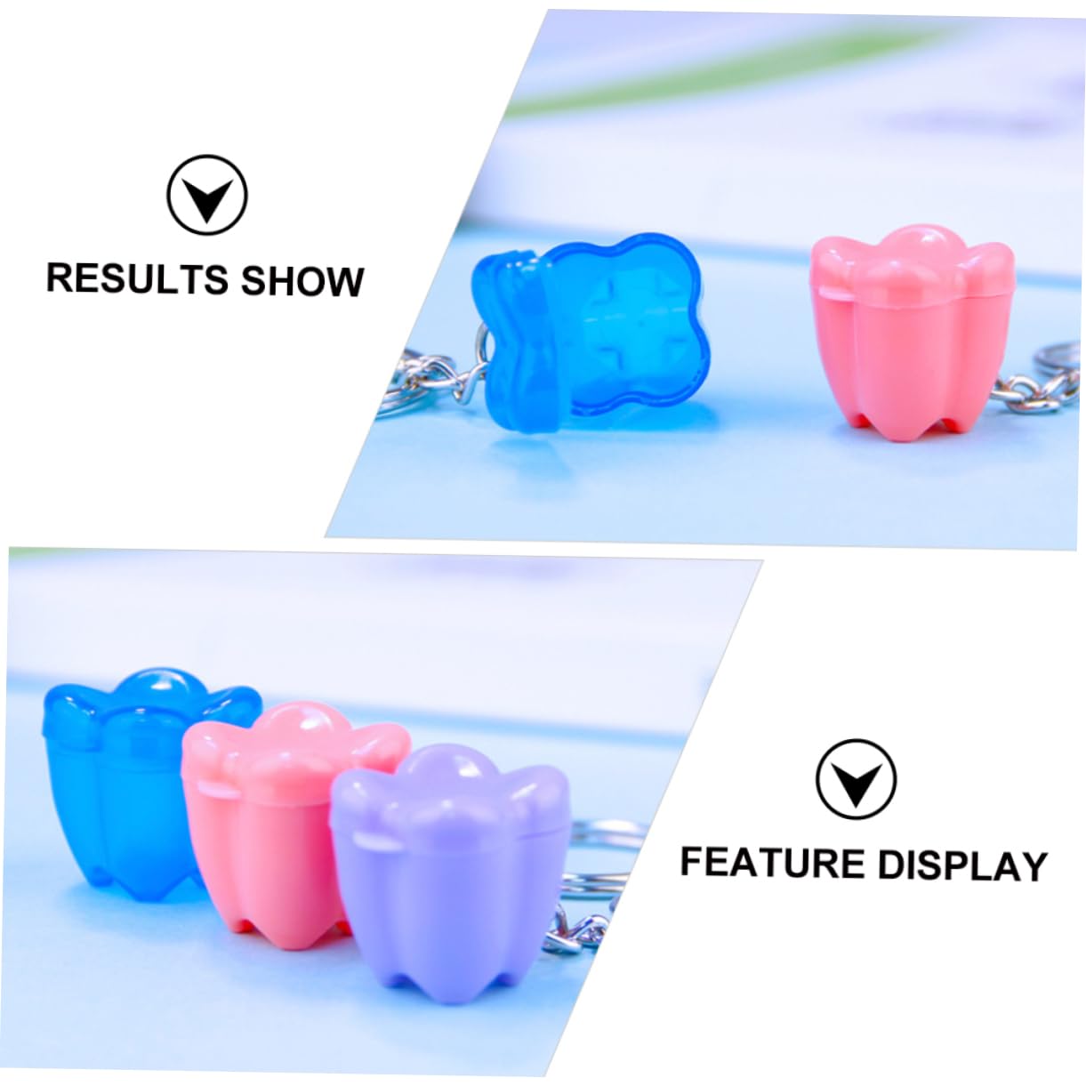 COOLHIYA 5-Pack Plastic Tooth Keychain Holder - Hanging Bag Keyring Case for Teeth Storage | Perfect for Dentist Visits, Travel & Kids Tooth Fairy Gifts
