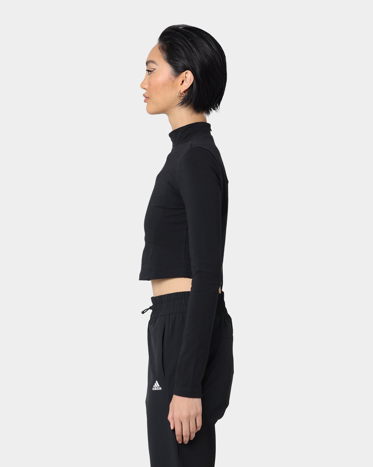 Adidas Women's Swarovski Crystal Embellished Long Sleeve T-Shirt - Black Athletic Top for Workout & Casual Wear